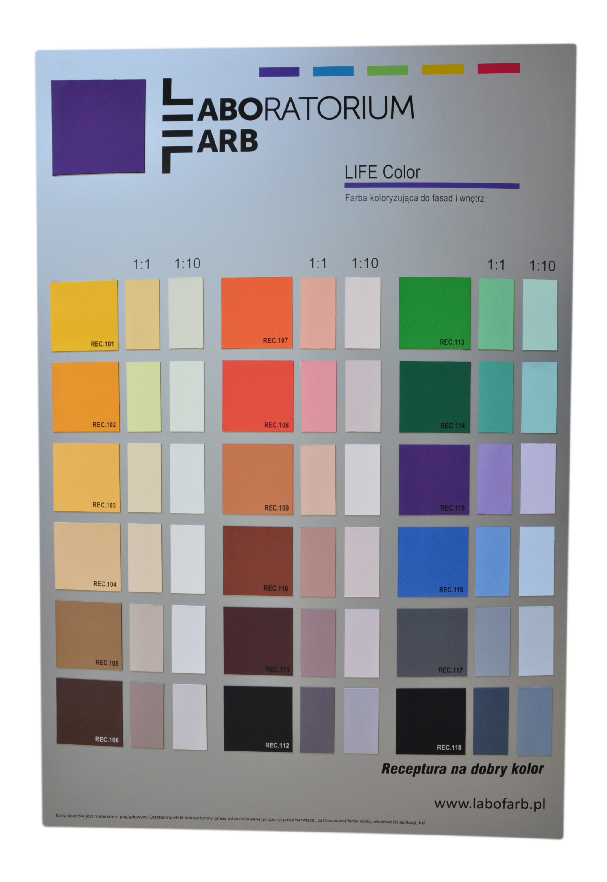 Paleta kolorów LIFE COLOR - kolory dostępne na zamówienie